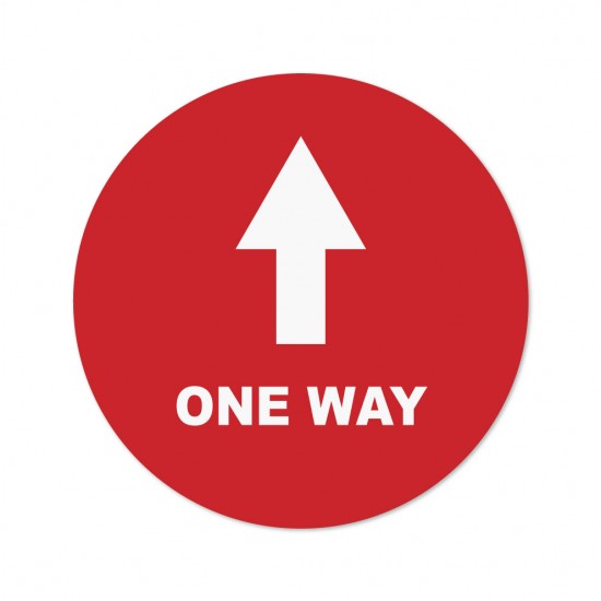 Covid-19 Floor Sticker One Way 26cm Round Red 3pcs